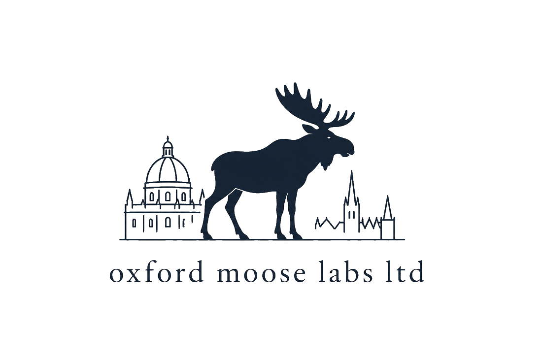 Oxford Moose Labs — a moose standing before the Oxford skyline